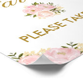 Favors Sign Pink Gold Flower Weddenschap Vrijgezel Poster (Hoek)