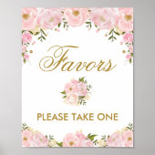 Favors Sign Pink Gold Flower Weddenschap Vrijgezel Poster (Voorkant)