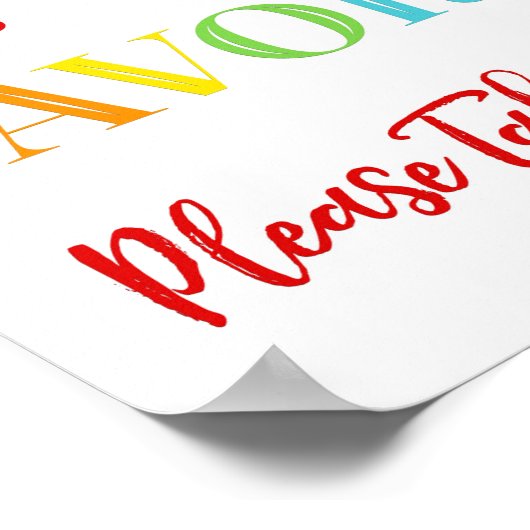 Favors Sign Rainbow Confetti Baby shower Poster (Hoek)