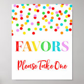 Favors Sign Rainbow Confetti Baby shower Poster (Voorkant)