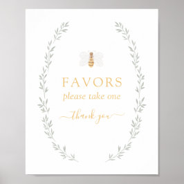 Favors Sign Sweet as Can Bee Baby shower Poster