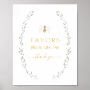 Favors Sign Sweet as Can Bee Baby shower Poster