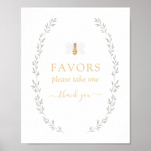 Favors Sign Sweet as Can Bee Baby shower Poster (Voorkant)