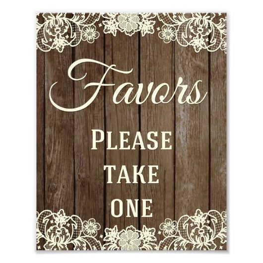 Favors Sign, Wedding Sign, Wedding Decor Photo Foto Afdruk (Voorkant)
