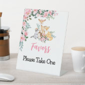 Favors Sign Woodland Pink Girl Baby shower Reclamebord Met Voetstuk (Insitu)