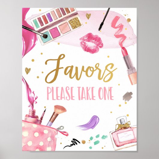 Favors Spa Party Makeup Glamor Girl Birthday Poster (Voorkant)