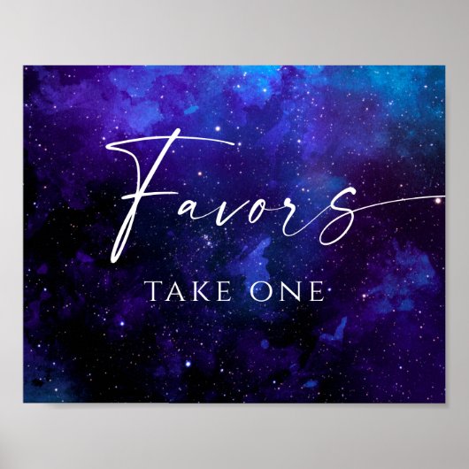 Favors Space Wedding Sign | Starry Night Galaxy Poster (Voorkant)