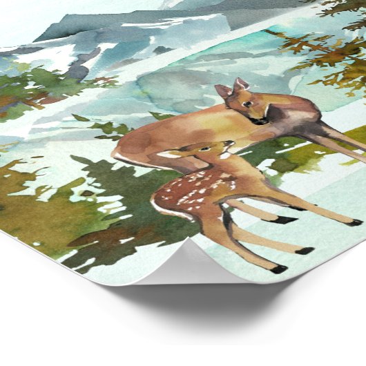 Favors Table Adventure Rustic Deer Baby shower Poster (Hoek)