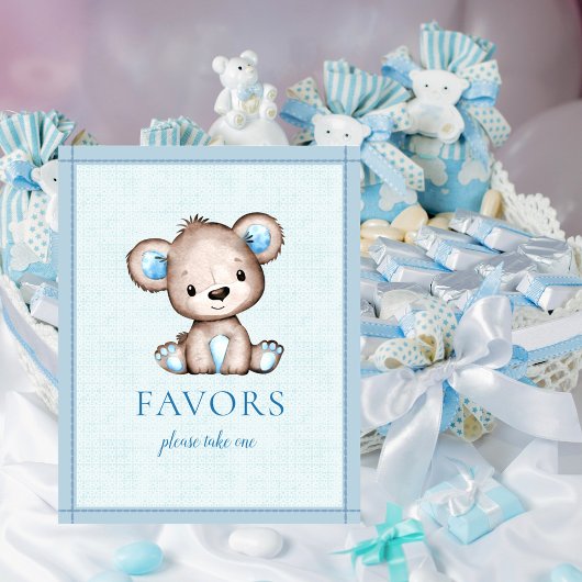 Favors Table Cute Brown Beer Baby shower Poster