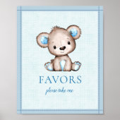 Favors Table Cute Brown Beer Baby shower Poster (Voorkant)