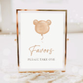Favors Teddy Bear Balloon Boho Neutral Birthday  Poster