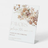 Favors teken boho herfst bruin rustieke bloemen reclamebord met voetstuk (Voorkant)