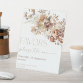 Favors teken boho herfst bruin rustieke bloemen reclamebord met voetstuk (Insitu)