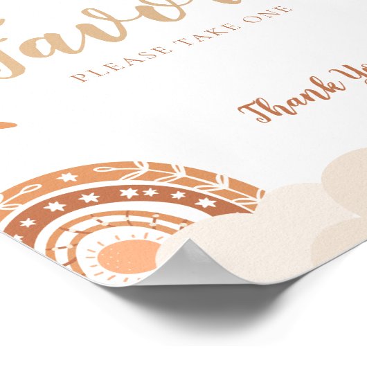 Favors-teken Boho Rainbows Baby shower-teken Poster (Hoek)