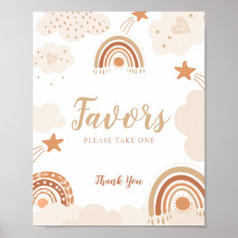 Favors-teken Boho Rainbows Baby shower-teken Poster