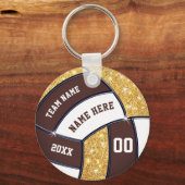 Favors van de bruine, gouden en witte volleybalpar sleutelhanger (Voorkant)