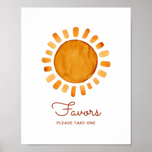 Favors Waterverf Boho Sunshine Baby shower Poster (Voorkant)