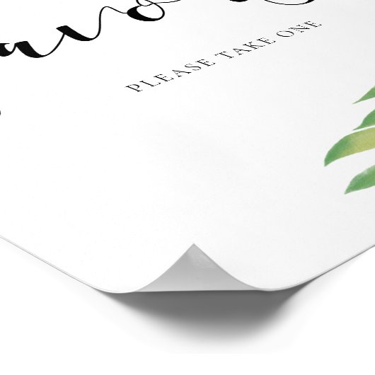 Favors Waterverf groene bladeren trouwbord Poster (Hoek)