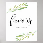 Favors Waterverf groene bladeren trouwbord Poster (Voorkant)