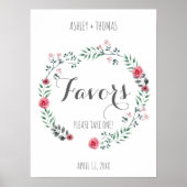 FAVORS Weddenschap met florale kalligrafie Poster (Voorkant)