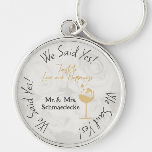 Favors Wedding Classy Chic Sleutelhanger White Gol (Voorkant)
