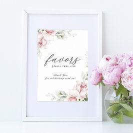 Favors Wedding Sign Floral | Romantische Rozen Poster