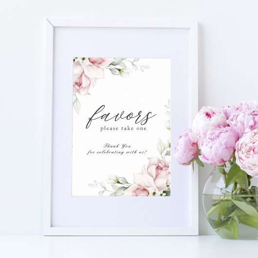 Favors Wedding Sign Floral | Romantische Rozen Poster
