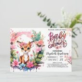 Fawn Adventure Roze Meisje Baby shower Kaart (Staand voorkant)