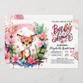 Fawn Adventure Roze Meisje Baby shower Kaart (Voorkant / Achterkant)