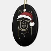 Fawn Alpaca met Santa Hat Keramisch Ornament (Links)
