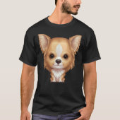 Fawn &amp White Long Coat Chihuahua T-shirt (Voorkant)