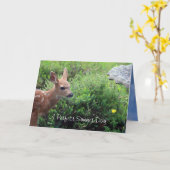 Fawn and Birdbat Thinking of You  Kaart (Gele Bloem)