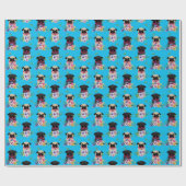 Fawn and Black Pugs with Flowers Gift Cadeaupapier (Vlak)