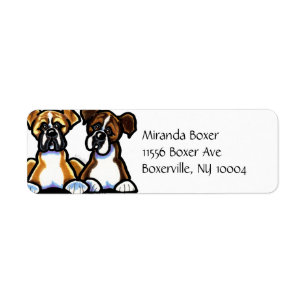 Fawn and Brindle Boxer Simple Etiket