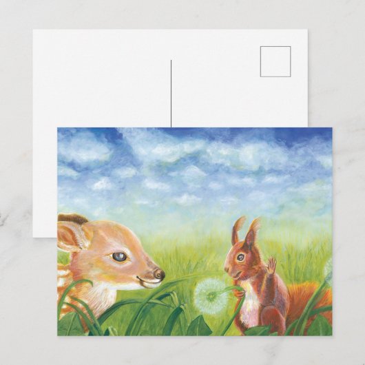 Fawn and Squirrel Briefkaart (Voorkant / Achterkant)
