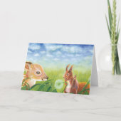 Fawn and Squirrel Feestdagen Kaart (Voorkant)