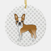 Fawn and White Boston Terrier Cartoon Dog & Paws Keramisch Ornament (Voorkant)