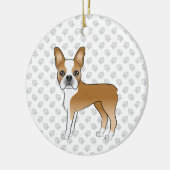 Fawn and White Boston Terrier Cartoon Dog & Paws Keramisch Ornament (Links)