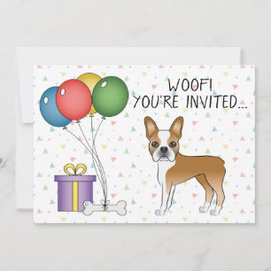 Fawn and White Boston Terrier Cute Dog - Birthday Kaart