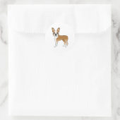 Fawn and White Boston Terrier Dog Illustratie Ronde Sticker (Tas)