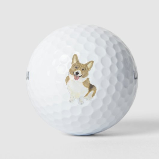 Fawn and White Corgi Golfballen (Voorkant)