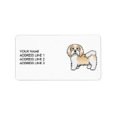 Fawn and White Havanese Cartoon Dog & Custom Text Etiket (Voorkant)