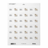 Fawn and White Havanese Cartoon Dog & Custom Text Etiket (Full Sheet)