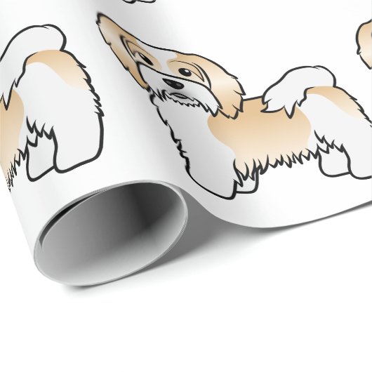 Fawn and White Havanese Cartoon Dog Pattern Cadeaupapier (Rol Hoek)