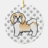 Fawn and White Havanese Cute Cartoon Dog Keramisch Ornament (Achterkant)