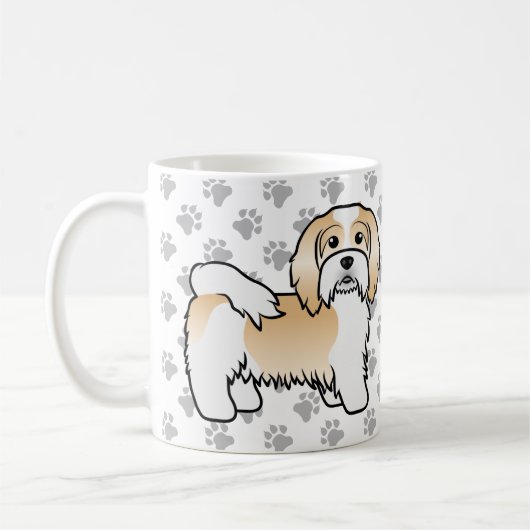 Fawn and White Havanese Cute Cartoon Dog Koffiemok (Links)