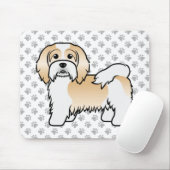 Fawn and White Havanese Cute Cartoon Dog Muismat (Met muis)