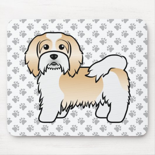 Fawn and White Havanese Cute Cartoon Dog Muismat (Voorkant)