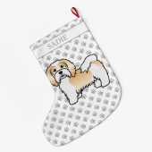 Fawn and White Havanese Cute Cartoon Dog & Name Grote Kerstsok (Achterkant (Hangend))