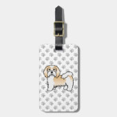 Fawn and White Havanese Cute Cartoon Dog & Text Bagagelabel (Voorkant verticaal)